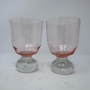 Hand Blown Bubble‎ Glass Tumbler Set Of 2 Pink Missette